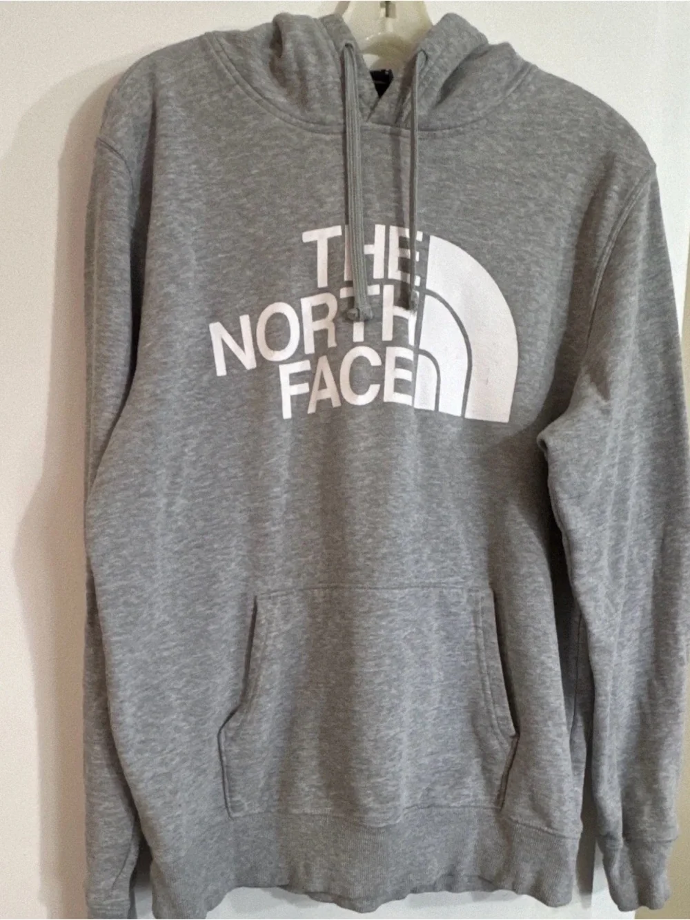 The North Face Grey Pullover Hoodie with White Logo